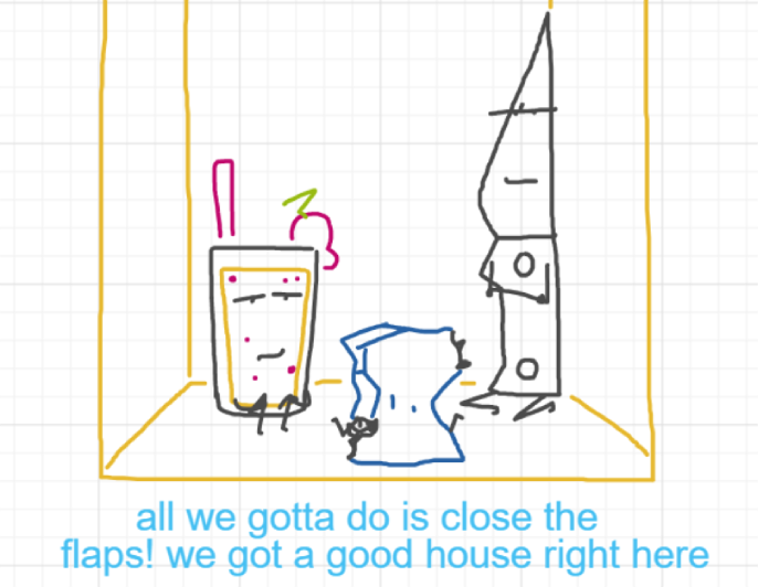 A panel from Chilly, episode two of the Board Boards object show by Furretwalk/WalkingFurret.
